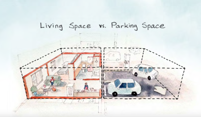 illustration of parking vs living space from The City of Yes for Housing Opportunity